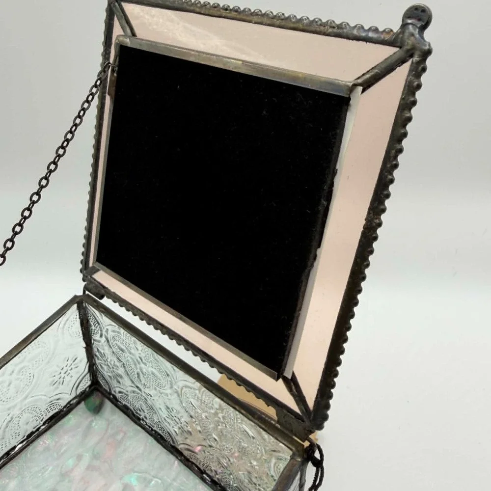 J. Devlin Art Beveled Stained Glass Photo keepsake Jewelry Trinket Box Frame